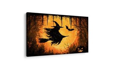 WANDBILD HEXE IM FLUG BEI MONDSCHEIN - HALLOWEEN- UND HORROR-BILDER - BILDER