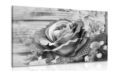 WANDBILD VINTAGE-ROSE IN SCHWARZ-WEISS - SCHWARZ-WEISSE BILDER - BILDER