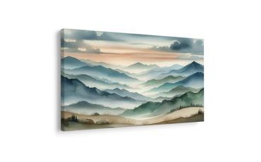 WANDBILD STILLE BERGE IM MORGENNEBEL - BILDER VON BERGEN - BILDER