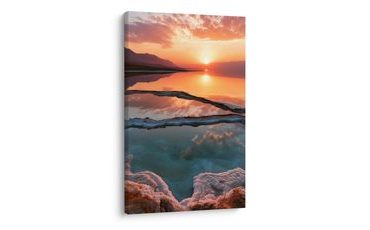 TABLEAU SUR TOILE – REFLET DU SOLEIL SUR L’EAU CALME - TABLEAUX DU LAC - TABLEAUX