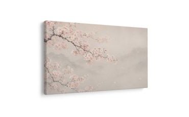 TABLEAU SUR TOILE – BRANCHE DE SAKURA DÉLICATE DANS LA BRUME - TABLEAUX DE FLEURS - TABLEAUX