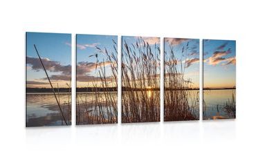 5-DÍLNÝ OBRAZ KLIDNÁ ŘEKA U VESNICE - OBRAZY PŘÍRODY A KRAJINY - OBRAZY