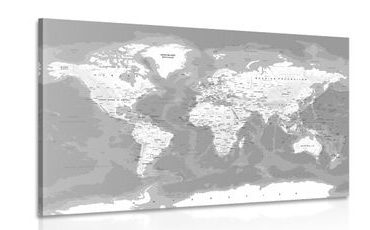 KÉP STÍLUSOS FEKETE FEHÉR VILÁG TÉRKÉP - TÉRKÉPES KÉPEK - KÉPEK