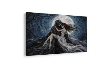 WANDBILD DUNKLE UMARMUNG IM MONDSCHEIN - HALLOWEEN- UND HORROR-BILDER - BILDER