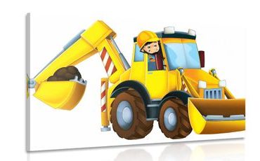 CANVAS PRINT CHILDREN'S EXCAVATOR - CHILDRENS PICTURES - PICTURES