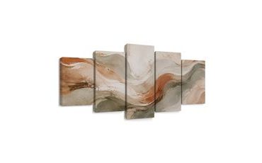 TABLEAU EN 5 PARTIES – VAGUES ABSTRAITES DÉLICATES - IMAGES FORMES ABSTRAITES - TABLEAUX