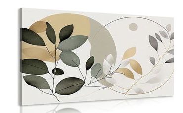 IMPRESSION SUR TOILE BOHO FEUILLES EN CERCLES - IMPRESSIONS SUR TOILE ARBRES ET FEUILLES - IMPRESSION SUR TOILE