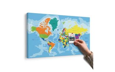 OBRAZ NA KORKU BAREVNÁ MAPA SVĚTA - OBRAZY NA KORKU - OBRAZY