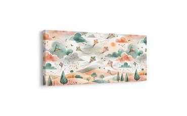 WANDBILD WARMES NACHMITTAGSLICHT MIT FLIEGENDEN DRACHEN - BILDER FÜR KINDER - BILDER