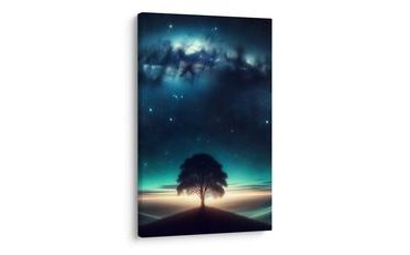 WANDBILD EINSAMER LEBENSBAUM BEI NACHT - BILDER BÄUME DES LEBENS - BILDER