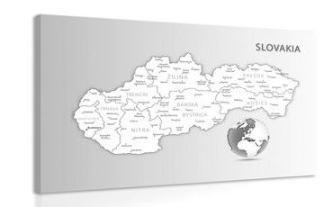 CANVAS PRINT BLACK AND WHITE MAP OF THE SLOVAK REPUBLIC - PICTURES OF MAPS - PICTURES