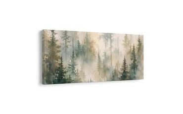 TABLEAU SUR TOILE – BOIS DE SAPINS RÊVEUR DANS LA BRUME - TABLEAUX FORÊT - TABLEAUX