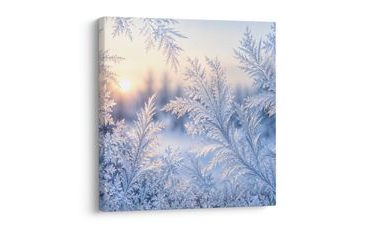 TABLEAU SUR TOILE – GIVRE DÉLICAT EN LUMIÈRE BLEUE - TABLEAUX DE NOËL ET D’HIVER - TABLEAUX