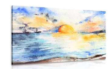 OBRAZ ZÁŘIVÝ ZÁPAD SLUNCE U MOŘE - OBRAZY PŘÍRODY A KRAJINY - OBRAZY
