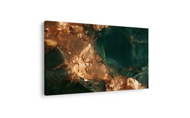 TABLEAU SUR TOILE – ABSTRACTION DORÉE DANS UNE PROFONDEUR ÉMERAUDE - IMAGES FORMES ABSTRAITES - TABLEAUX