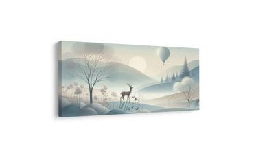 OBRAZ LESNÍ KRAJINA S JELENEM A HORAMI - OBRAZY ZVÍŘAT - OBRAZY