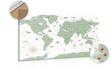 WANDBILD AUF KORK WELTKARTE IN GRÜN - WANDBILDER AUF KORK - BILDER