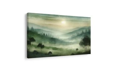 WANDBILD GRÜNE HÄNGE - BILDER VON SONNENAUFGANG UND SONNENUNTERGANG - BILDER