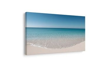 TABLEAU SUR TOILE – MER TURQUOISE PAISIBLE ET PLAGE - TABLEAUX DE LA MER ET DE LA PLAGE - TABLEAUX
