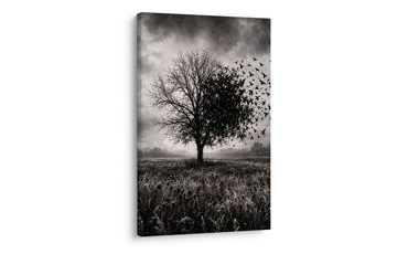 QUADRO SU TELA – ALBERO DELLA VITA E STORMO DI UCCELLI - QUADRI HALLOWEEN E HORROR - STAMPE E QUADRI