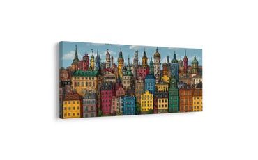 OBRAZ HISTORICKÁ MĚSTSKÁ ARCHITEKTURA - BAREVNÉ DOMY - OBRAZY