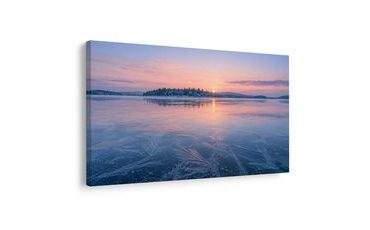 TABLEAU SUR TOILE – LAC HIVERNAL À L’AUBE - TABLEAUX DU LAC - TABLEAUX