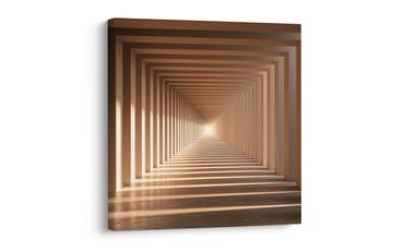 TABLEAU SUR TOILE – TUNNEL EN PERSPECTIVE BRONZE - IMAGES FORMES ABSTRAITES - TABLEAUX