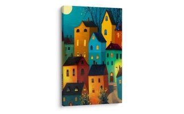 OBRAZ BAREVNÉ DOMKY V NOCI - BAREVNÉ DOMY - PICTURES