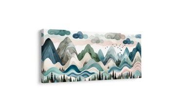 OBRAZ MALOVANÉ HORY S LETÍCÍMI PTÁKY - OBRAZY HORY - OBRAZY