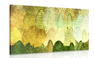 IMPRESSION SUR TOILE ARBRES VERTS ASYMÉTRIQUES - IMPRESSION SUR TOILE DE NATURE ET PAYSAGE - IMPRESSION SUR TOILE