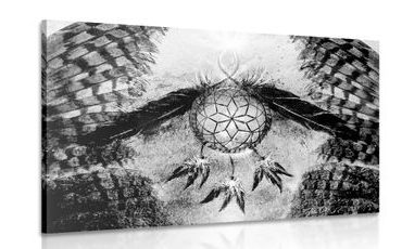 OBRAZ INDIÁNSKÝ LAPAČ SNŮ V ČERNOBÍLÉM PROVEDENÍ - ČERNOBÍLÉ OBRAZY - OBRAZY