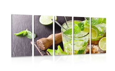 5-TEILIGES WANDBILD KÖSTLICHER MOJITO - BILDER VON ESSEN UND GETRÄNKEN - BILDER