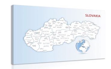 CANVAS PRINT MAP OF THE SLOVAK REPUBLIC - PICTURES OF MAPS - PICTURES