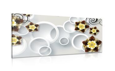 WANDBILD GOLDENER BLUMEN-SCHMUCK - ABSTRAKTE BILDER - BILDER