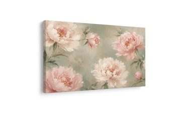 TABLEAU SUR TOILE – PIVOINES DÉLICATES AUX TONS PASTEL - TABLEAUX DE FLEURS - TABLEAUX