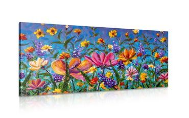 WANDBILD BUNTE BLUMEN AUF DER WIESE - BILDER BLUMEN - BILDER