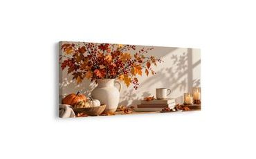 WANDBILD WARMES HERBSTARRANGEMENT MIT KERZEN - HALLOWEEN- UND HORROR-BILDER - BILDER