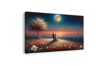 WANDBILD PAAR IM MONDLICHT - BILDER MIT LIEBESMOTIVEN - BILDER