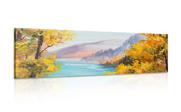 CANVAS PRINT SCENERY OF A MOUNTAIN LAKE - PICTURES OF NATURE AND LANDSCAPE - PICTURES