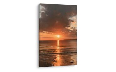 TABLEAU SUR TOILE – CIEL DRAMATIQUE AU-DESSUS DU LITTORAL - TABLEAUX LEVER ET COUCHER DE SOLEIL - TABLEAUX