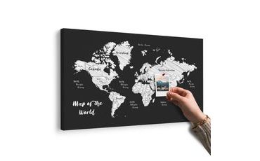 OBRAZ NA KORKU CZARNO-BIAŁA UNIKALNA MAPA ŚWIATA - OBRAZY NA KORKU - OBRAZY
