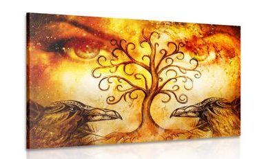 WANDBILD BAUM DES LEBENS MIT RABEN - BILDER MIT FENG SHUI-MOTIVEN - BILDER