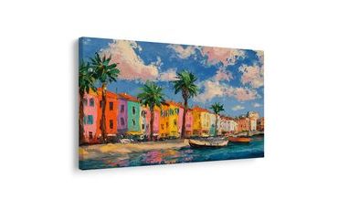 OBRAZ BAREVNÉ DOMY U POBŘEŽÍ - BAREVNÉ DOMY - OBRAZY