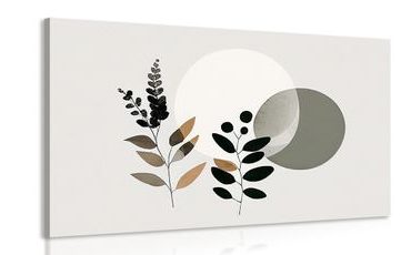 WANDBILD MINIMALISTISCHE BLÄTTER MIT BOHO-HINTERGRUND - BILDER BÄUME UND LAUB - BILDER