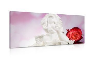 CANVAS PRINT ANGEL WITH A ROSE - PICTURES OF ANGELS - PICTURES