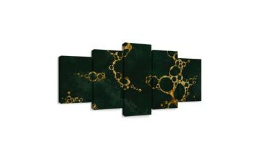 5-TEILIGES WANDBILD GOLDENE ABSTRAKTE KREISE - WANDBILDER ABSTRAKTE FORMEN - BILDER