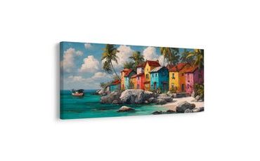 OBRAZ BAREVNÉ DOMY U POBŘEŽÍ - BAREVNÉ DOMY - OBRAZY