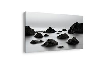 TABLEAU SUR TOILE – ROCHERS SILENCIEUX DANS LA BRUME - TABLEAUX DE MONTAGNE - TABLEAUX