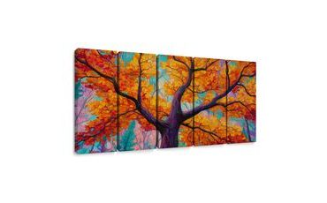 5-DÍLNÝ OBRAZ PODZIMNÍ STROM ŽIVOTA - OBRAZY STROMY ŽIVOTA - OBRAZY