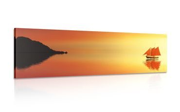 TABLEAU SUR TOILE – VOILIER ORANGE - TABLEAUX DE LA NATURE ET DES PAYSAGES - TABLEAUX